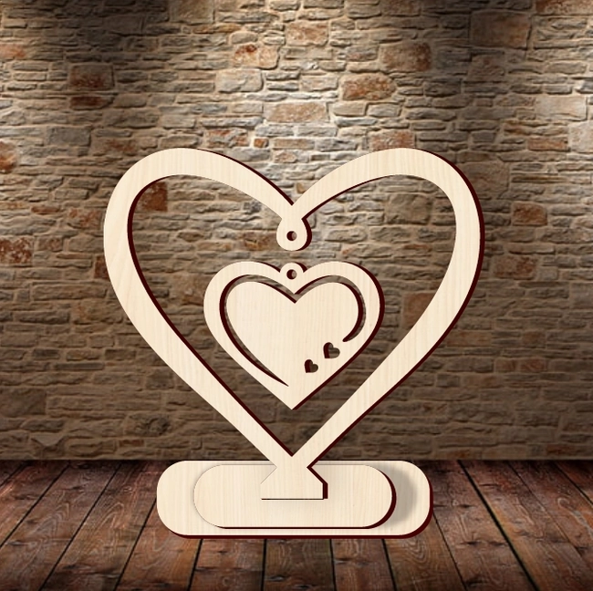 Valentine Hanging Heart Stand L0000035 file cdr and dxf pdf free vector download for laser cut