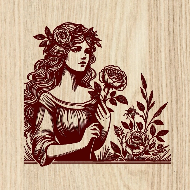 Women With Roses L0000056 file cdr and dxf free vector download for laser engraving machines