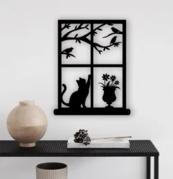 Cat Window Scene L0000372 file cdr and dxf pdf free vector download for laser cut
