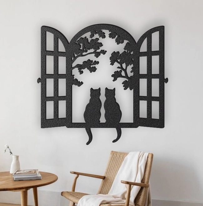 Cats On The Window L0000370 file cdr and dxf pdf free vector download for laser cut