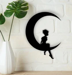 Fairy Sitting On The Moon Wall Decor L0000273 file cdr and dxf free vector download for laser cut plasma