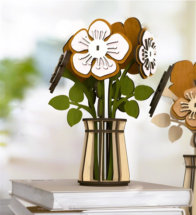 Flower vase E0024808 file cdr and dxf pdf free vector download for laser cut