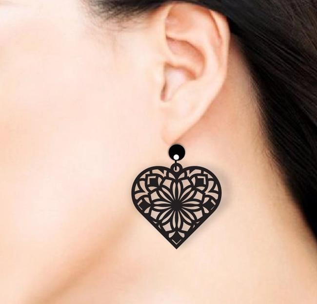 Heart Earrings L0000243 file cdr and dxf pdf free vector download for laser cut