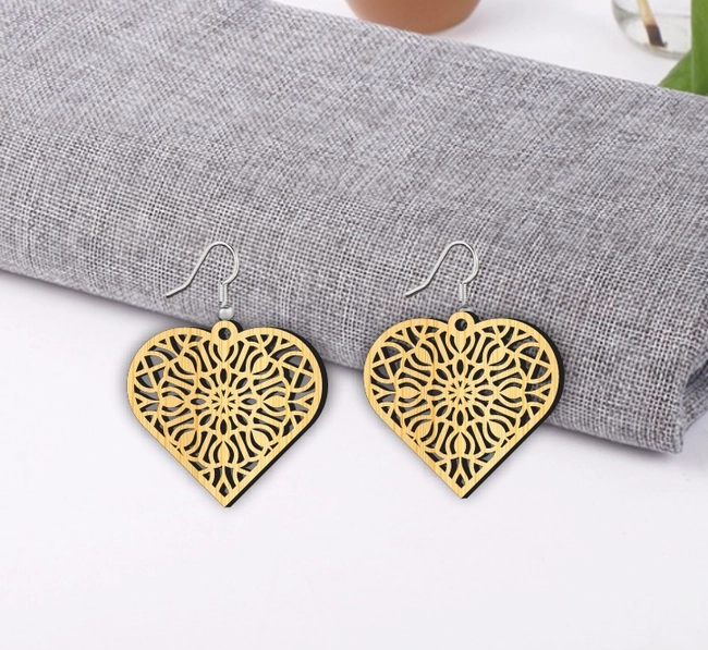 Heart Earrings L0000257 file cdr and dxf pdf free vector download for laser cut