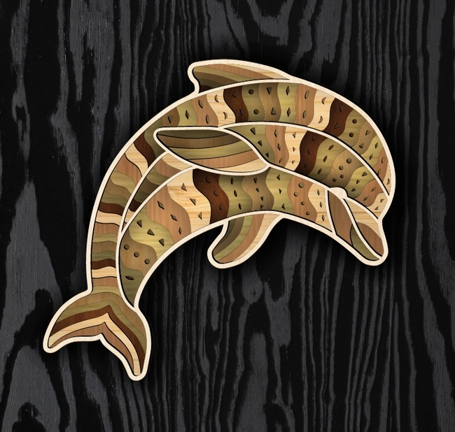 Layered dolphin E0024797 file cdr and dxf pdf free vector download for laser cut 5 Layered dolphin E0024797 file cdr and dxf pdf free vector download for laser cut