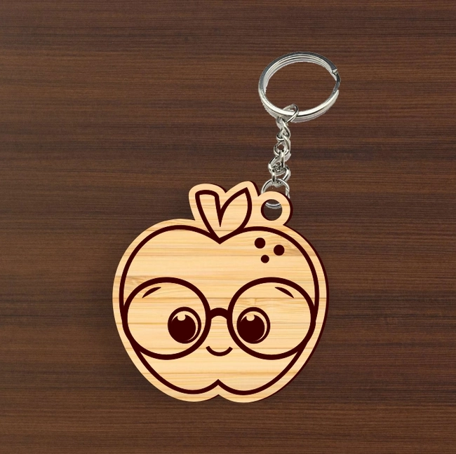 Nerdy Apple Keychain L0000234 file cdr and dxf pdf free vector download for laser cut