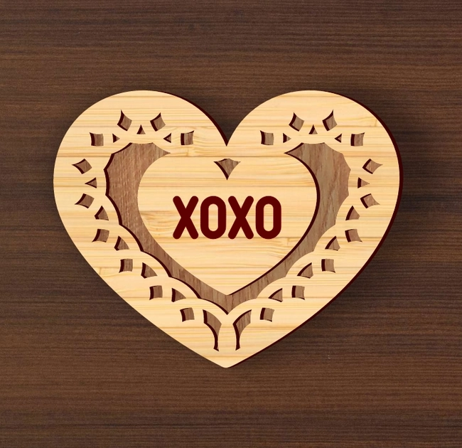 Valentine's Day Heart Coaster L0000387 file cdr and dxf pdf free vector download for laser cut
