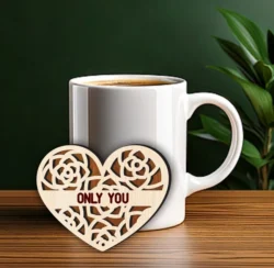 Valentine’s Day Heart Coaster L0000389 file cdr and dxf pdf free vector download for laser cut