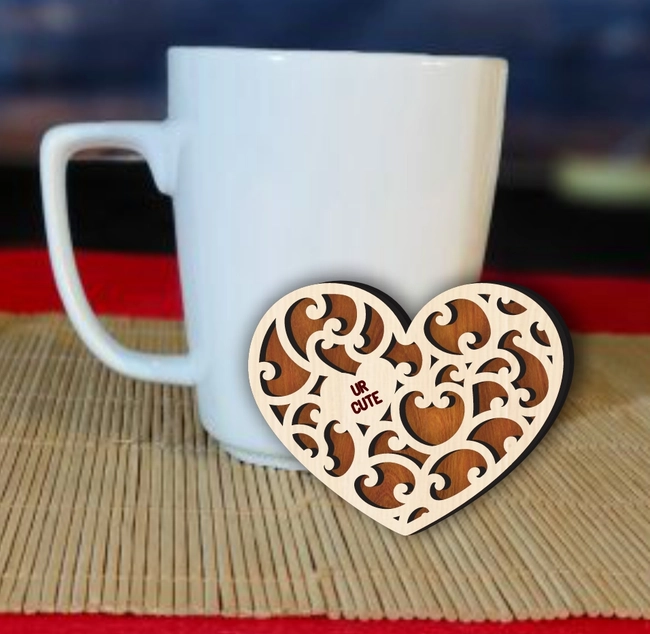 Valentine's Day Heart Coaster L0000391 file cdr and dxf pdf free vector download for laser cut
