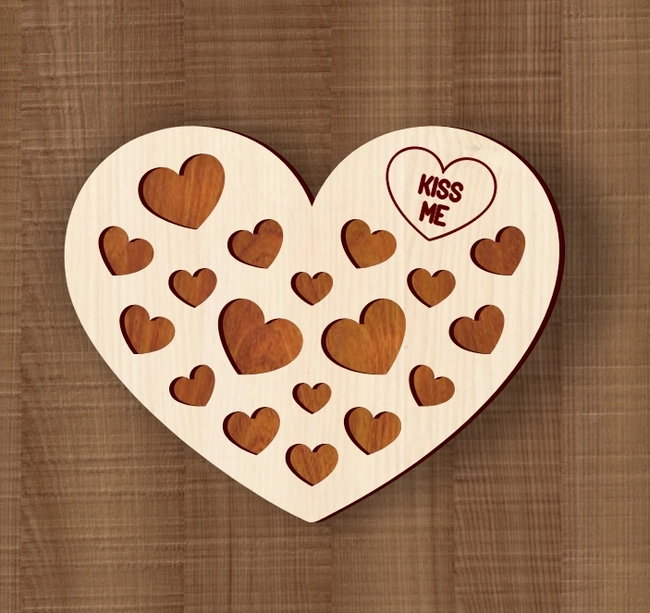 Valentine's Day Heart Coaster L0000402 file cdr and dxf pdf free vector download for laser cut