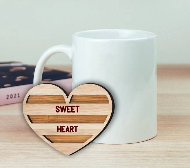 Valentine's Day Heart Coasters L0000393 file cdr and dxf pdf free vector download for laser cut