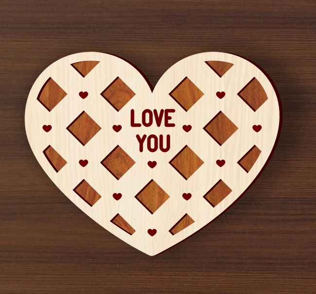 Valentine's Day Heart Coasters L0000394 file cdr and dxf pdf free vector download for laser cut