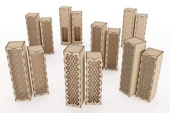 Wine box E0024821 file cdr and dxf pdf free vector download for laser cut