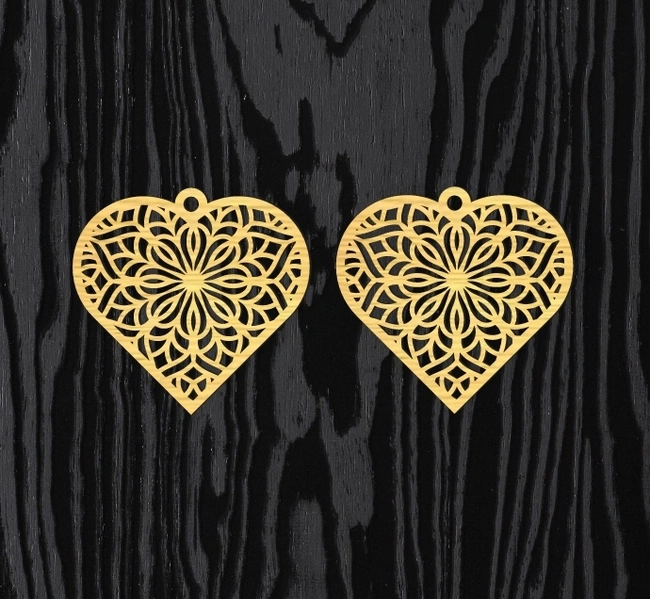 Heart Earrings L0000229 file cdr and dxf pdf free vector download for laser cut