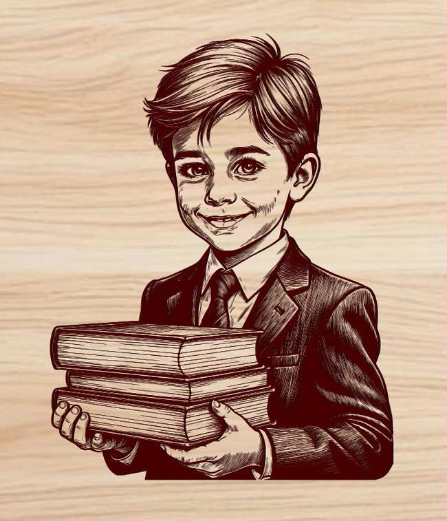 Boy With Book L0000416 file cdr and dxf free vector download for laser engraving machines