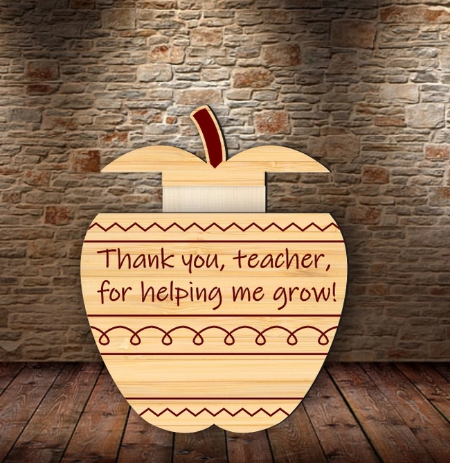 apple teacher gift card holder l0000662 file cdr and dxf pdf free vector download for laser cut