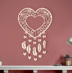Butterfly Heart Dream Catcher L0000570 file cdr and dxf pdf free vector download for laser cut