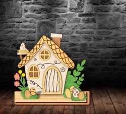 Easter bunny standing house E0024852 file cdr and dxf pdf free vector download for laser cut