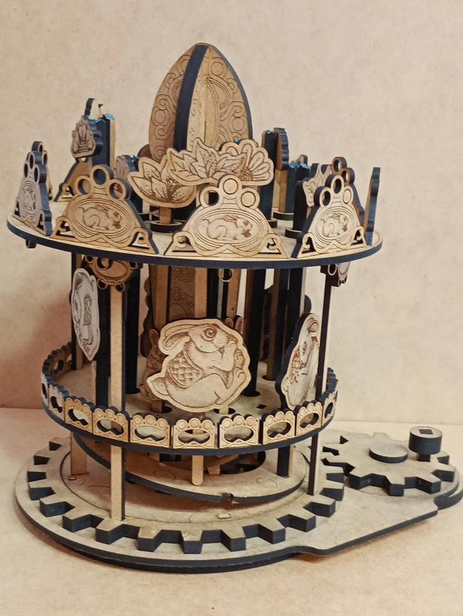 Easter rabbit race carousel E0024856 file cdr and dxf pdf free vector download for laser cut