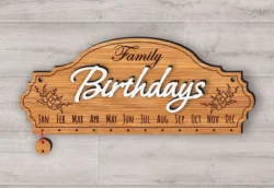 Family Birthday Calendar L0000599 file cdr and dxf pdf free vector download for laser cut