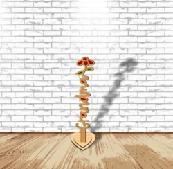 Flower With Word Grandma L0000521 file cdr and dxf pdf free vector download for laser cut