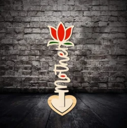 Flowers With Word L0000508 file cdr and dxf pdf free vector download for laser cut