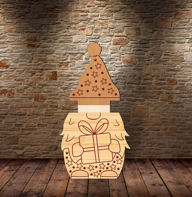 gnome gift card holder l0000535 file cdr and dxf pdf free vector download for laser cut
