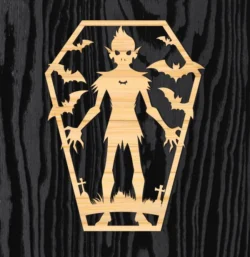 Halloween Coffin L0000496 file cdr and dxf pdf free vector download for laser cut