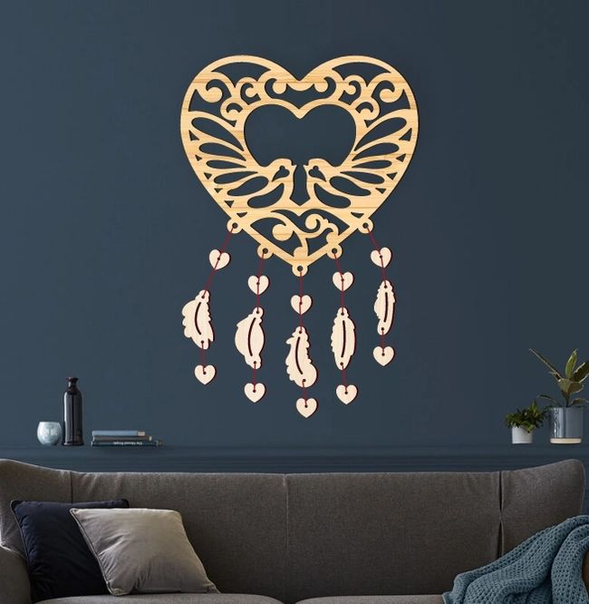 heart dream catcher l0000569 file cdr and dxf pdf free vector download for laser cut