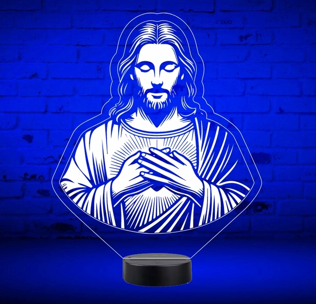 Illusion led lamp Jesus E0024875 file cdr and dxf free vector download for laser engraving machines