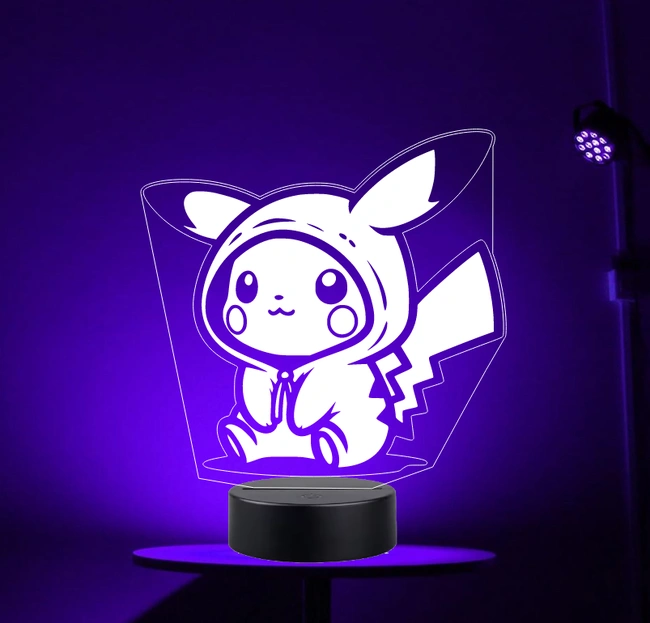 Illusion led lamp Pikachu E0024878 file cdr and dxf free vector download for laser engraving machines