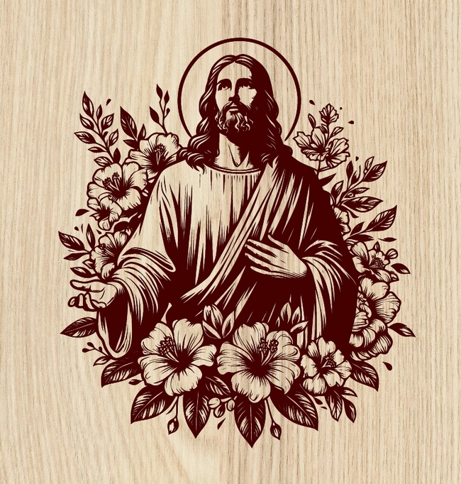 jesus and flower l0000675 file cdr and dxf free vector download for laser engraving machines