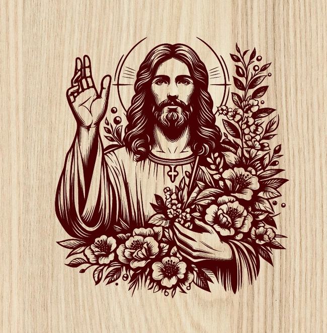 jesus and flower l0000681 file cdr and dxf free vector download for laser engraving machines