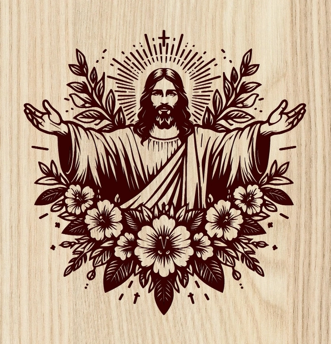 jesus and flower l0000687 file cdr and dxf pdf free vector download for laser cut