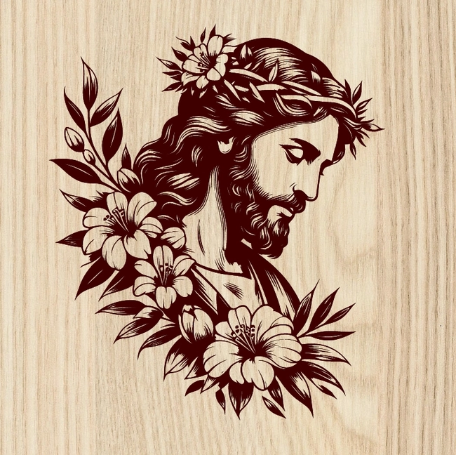 jesus and flower l0000700 file cdr and dxf free vector download for laser engraving machines