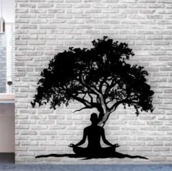 Meditation Under The Tree Wall Decor L0000707 file cdr and dxf free vector download for laser cut plasma