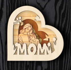 Mom Heart L0000641 file cdr and dxf pdf free vector download for laser cut