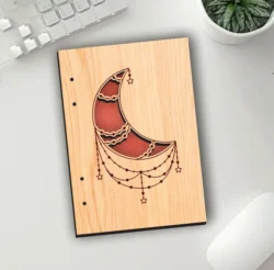 Moon Notebook Cover L0000532 file cdr and dxf pdf free vector download for laser cut