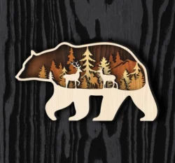Multilayer Bear L0000606 file cdr and dxf pdf free vector download for laser cut