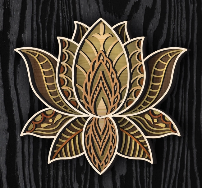 multilayer lotus mandala l0000697 file cdr and dxf pdf free vector download for laser cut