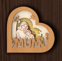 Mum Heart L0000640 file cdr and dxf pdf free vector download for laser cut