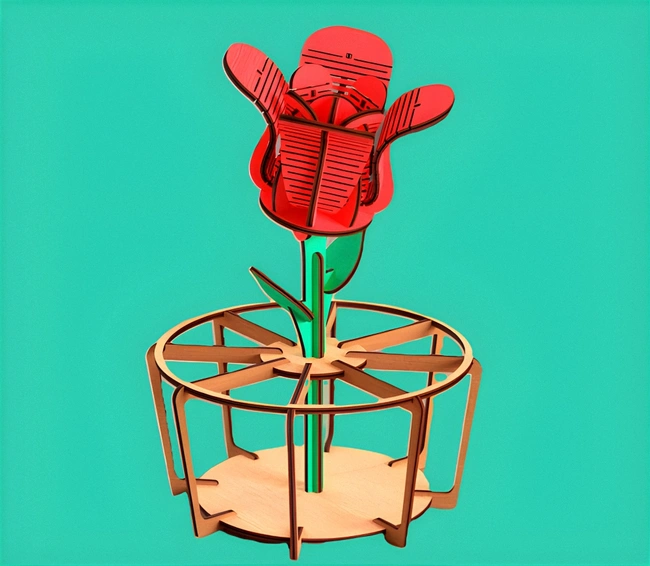 Rose and vase E0024896 file cdr and dxf free vector download for laser cut