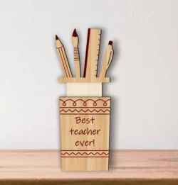 School Supplies Box Teacher Gift Card Holder L0000671 file cdr and dxf pdf free vector download for laser cut