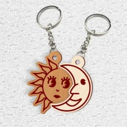 Sun And Moon Keychain L0000573 file cdr and dxf pdf free vector download for laser cut