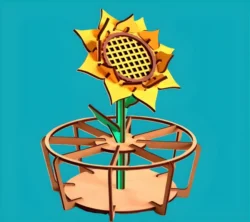 Sunflower and vase E0024895 file cdr and dxf free vector download for laser cut