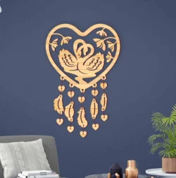 Swan Heart Dream Catcher L0000571 file cdr and dxf pdf free vector download for laser cut