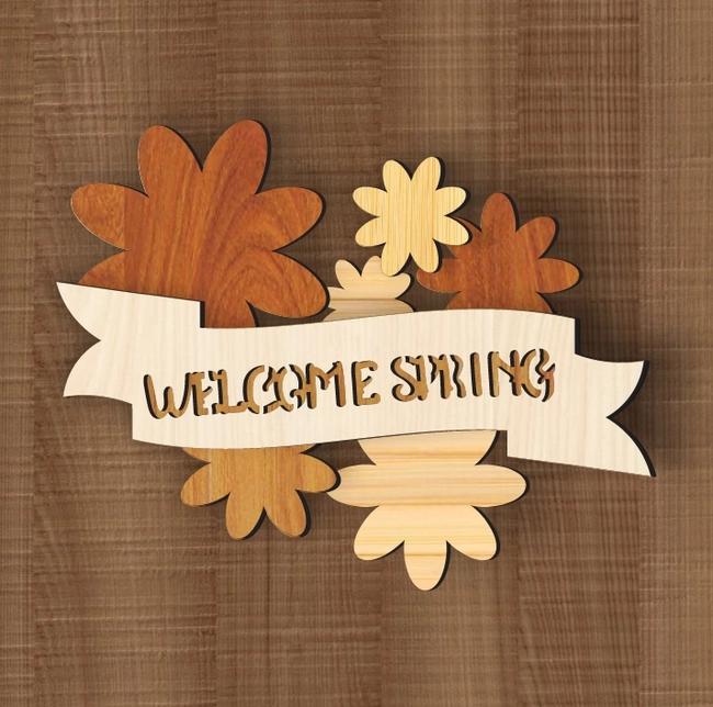 welcome spring door hanger l0000597 file cdr and dxf pdf free vector download for laser cut