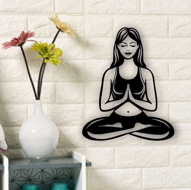 women yoga meditation wall decor l0000704 file cdr and dxf free vector download for laser cut plasma
