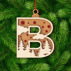 Alphabet B Christmas Ornament L0000858 file cdr and dxf pdf free vector download for laser cut