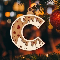 Alphabet C Christmas Ornament L0000859 file cdr and dxf pdf free vector download for laser cut